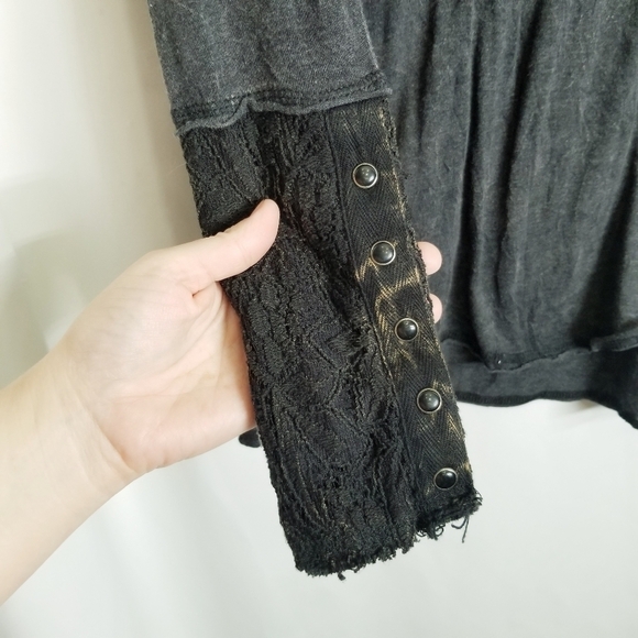 Panhandle Embroidered Long Accent sleeve tee lace pearl‎ snap buttons size XL - Picture 5 of 13